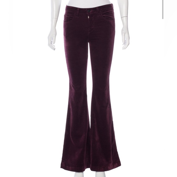 J Brand Burgundy Velvet Cords - Wide Leg - Picture 1 of 4